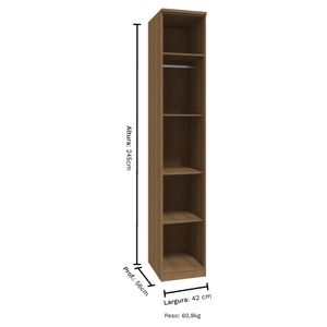 Guarda Roupa Modulado 01 Porta com Prateleiras 245cm Altura Setiba