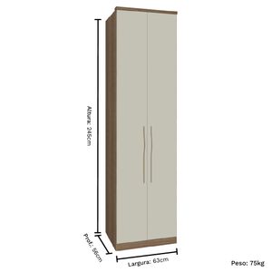 Guarda Roupa Modulado 02 Portas com Prateleiras 245cm Altura Setiba - Móveis Rimo