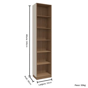 Guarda Roupa Modulado Cantoneira Lateral Ripado 245cm Altura Rimo Setiba