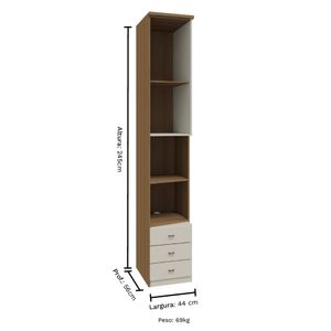 Guarda Roupa Modulado Lateral 01 Porta com 245cm de Altura 03 Gaveta Setiba